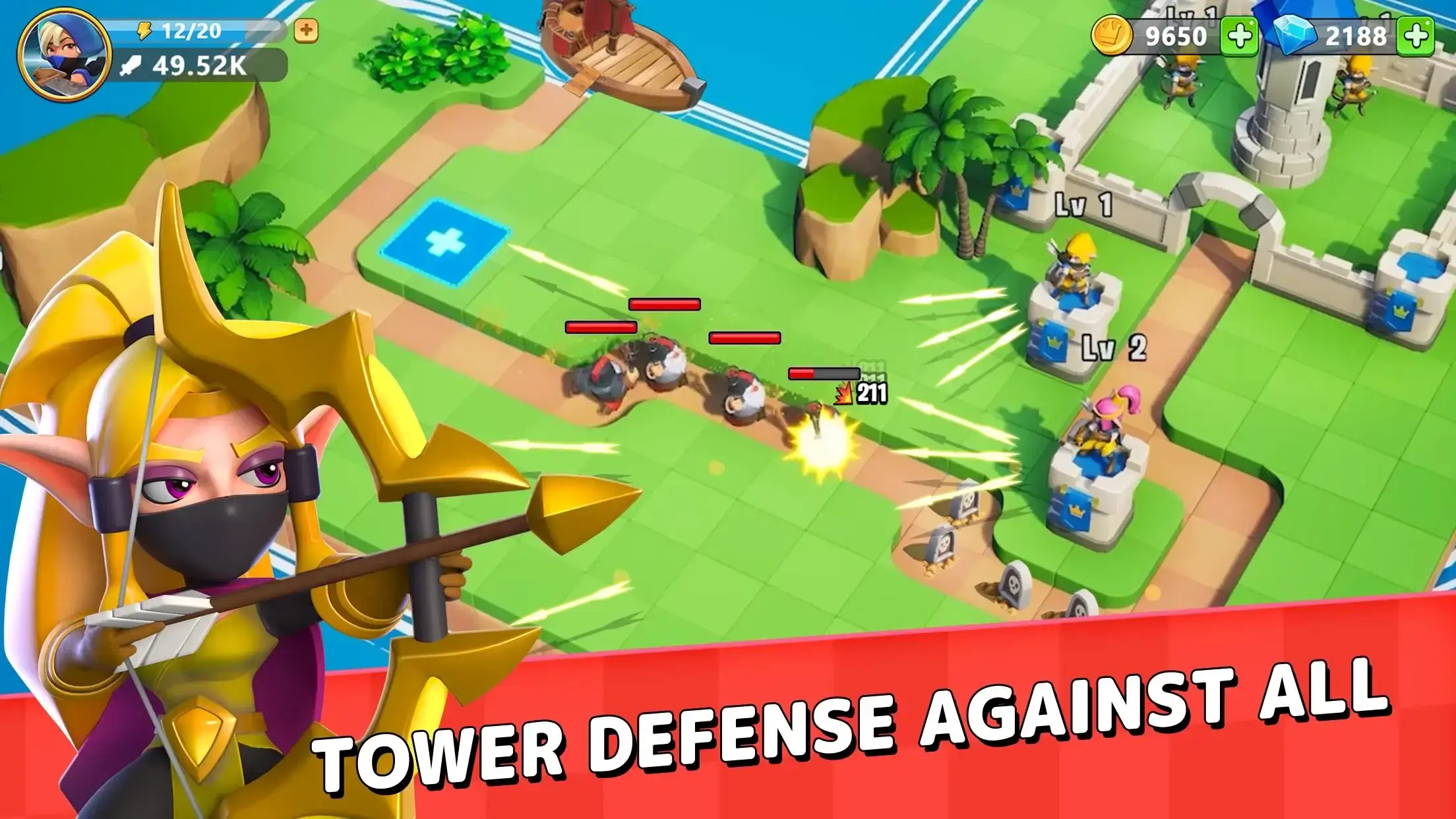 Download Kingdom Guard MOD APK V1.0.383 (Unlimited Gems/Menu/One Hit)